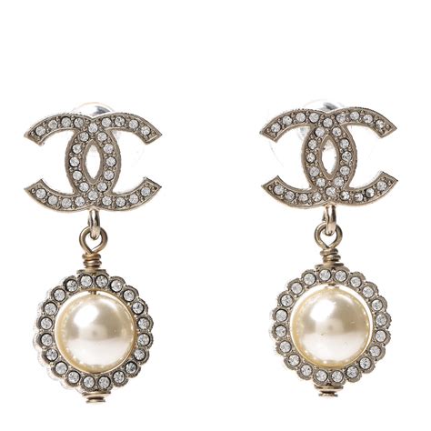 chanel crystal pearl earrings|Chanel earrings for cheap outlet.